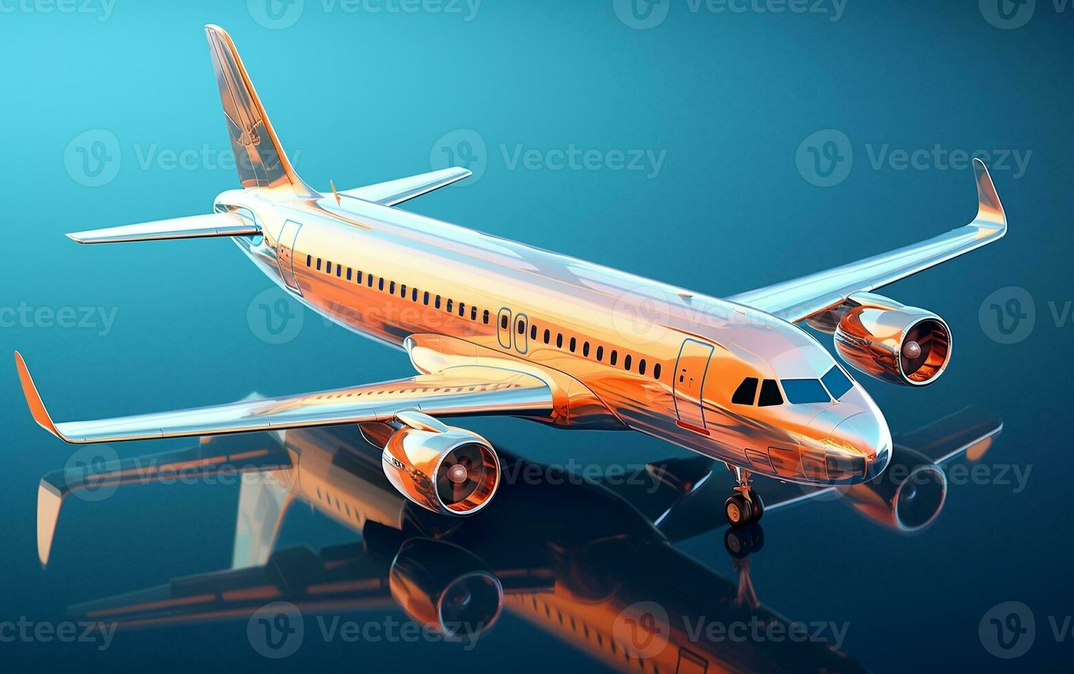 Isometric white airplane in C4D with a main color, Generative Ai photo