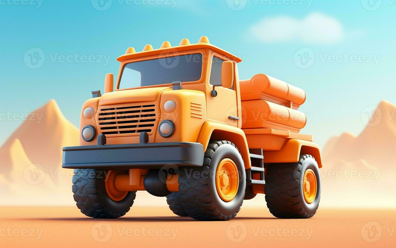 Highly detailed 3D clay cartoon art of a simple truck, Generative Ai photo