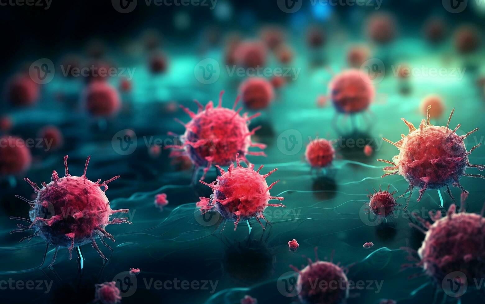 3D Illustration of cancer cells, World Breast Cancer Day photo