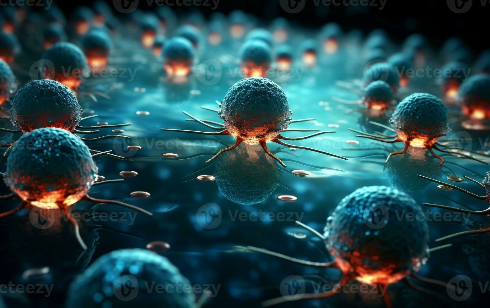 3D Illustration of cancer cells, World Breast Cancer Day photo