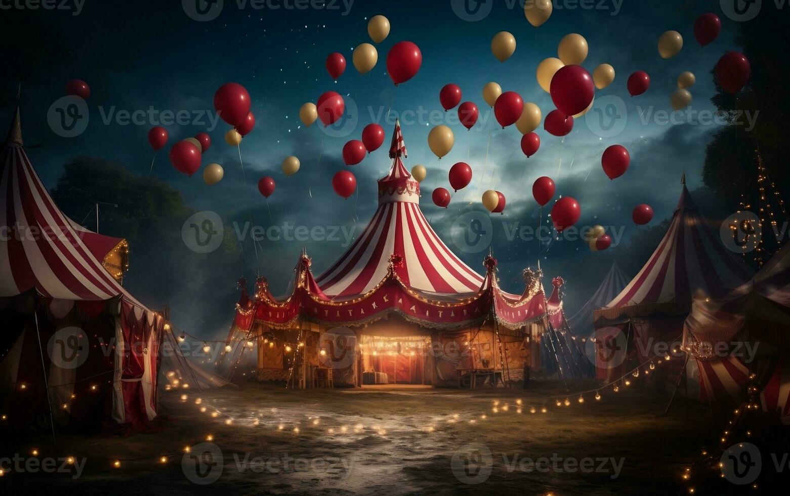 Balloons and Confetti under the Big Top, Generative Ai photo