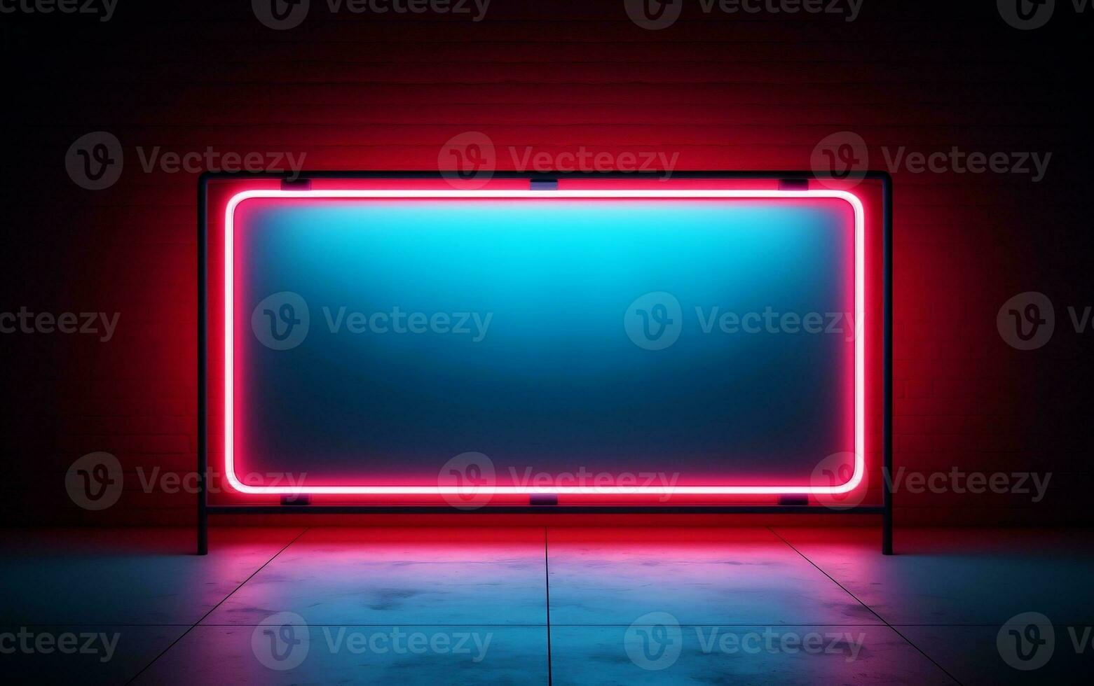Red and Blue Space for Text Framed in Light, Generative Ai photo