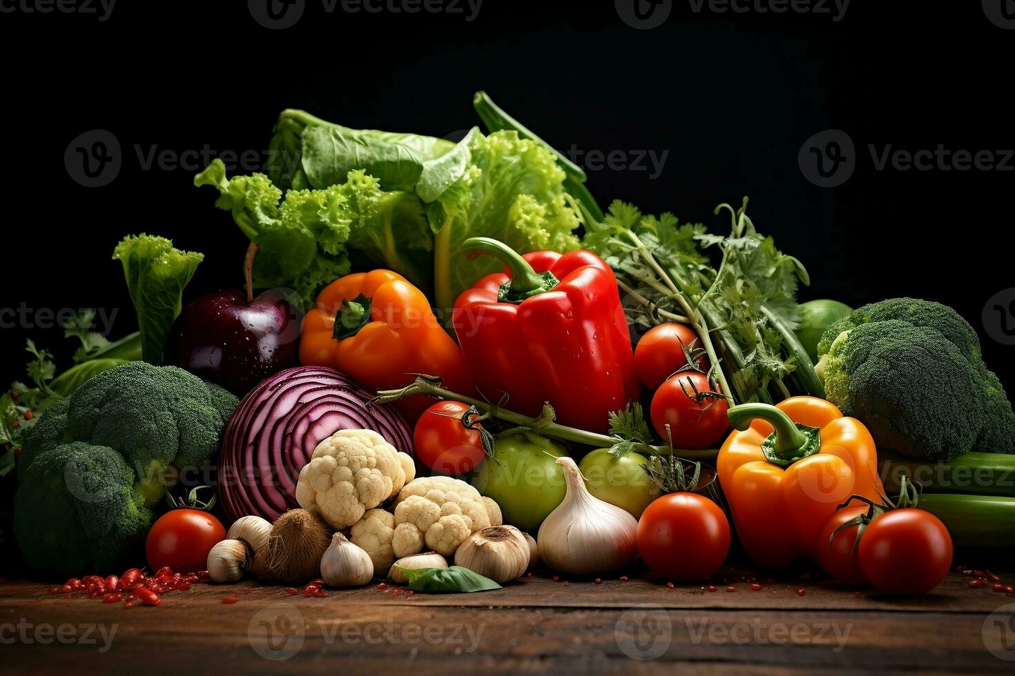 Organic Food Assortment Fresh Background Feast, Generative Ai photo