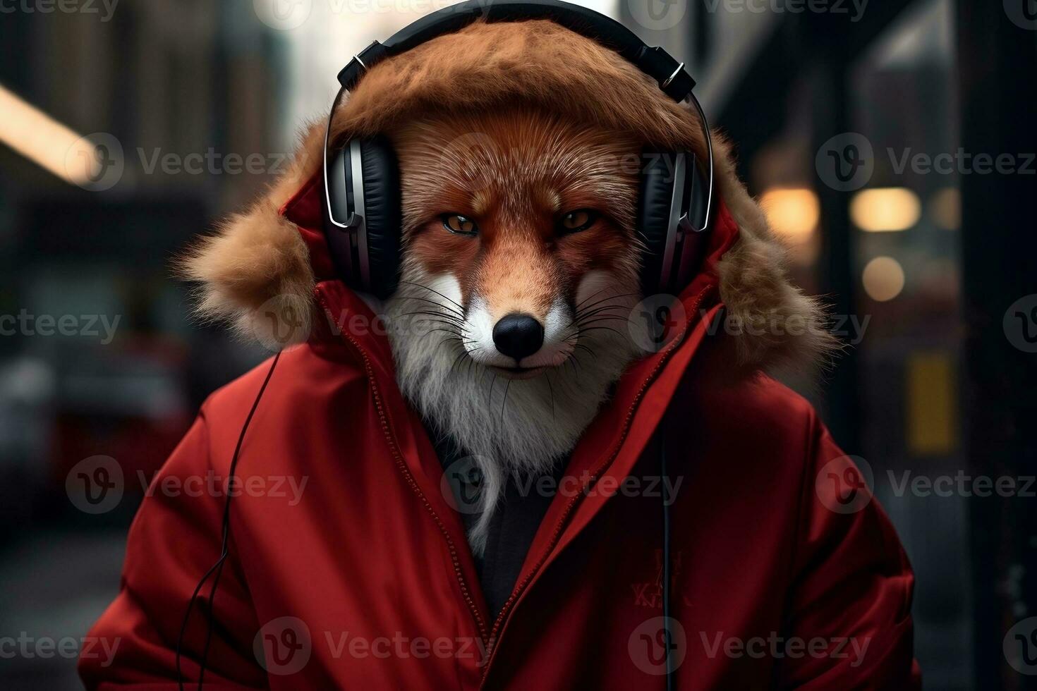 Photograph of a Red Fox in Fashion Outfit, Generative AI photo