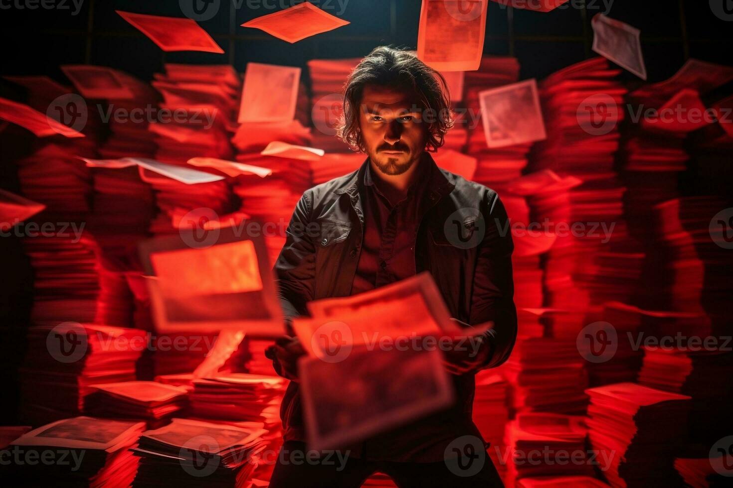 The Man Holding Papers in the Light, Generative AI photo