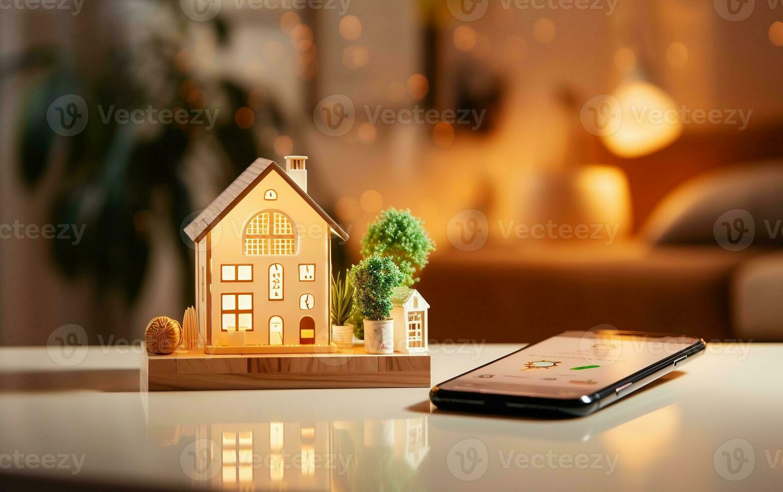 New Phone App with House Icon on Modern Interface. Generative AI photo