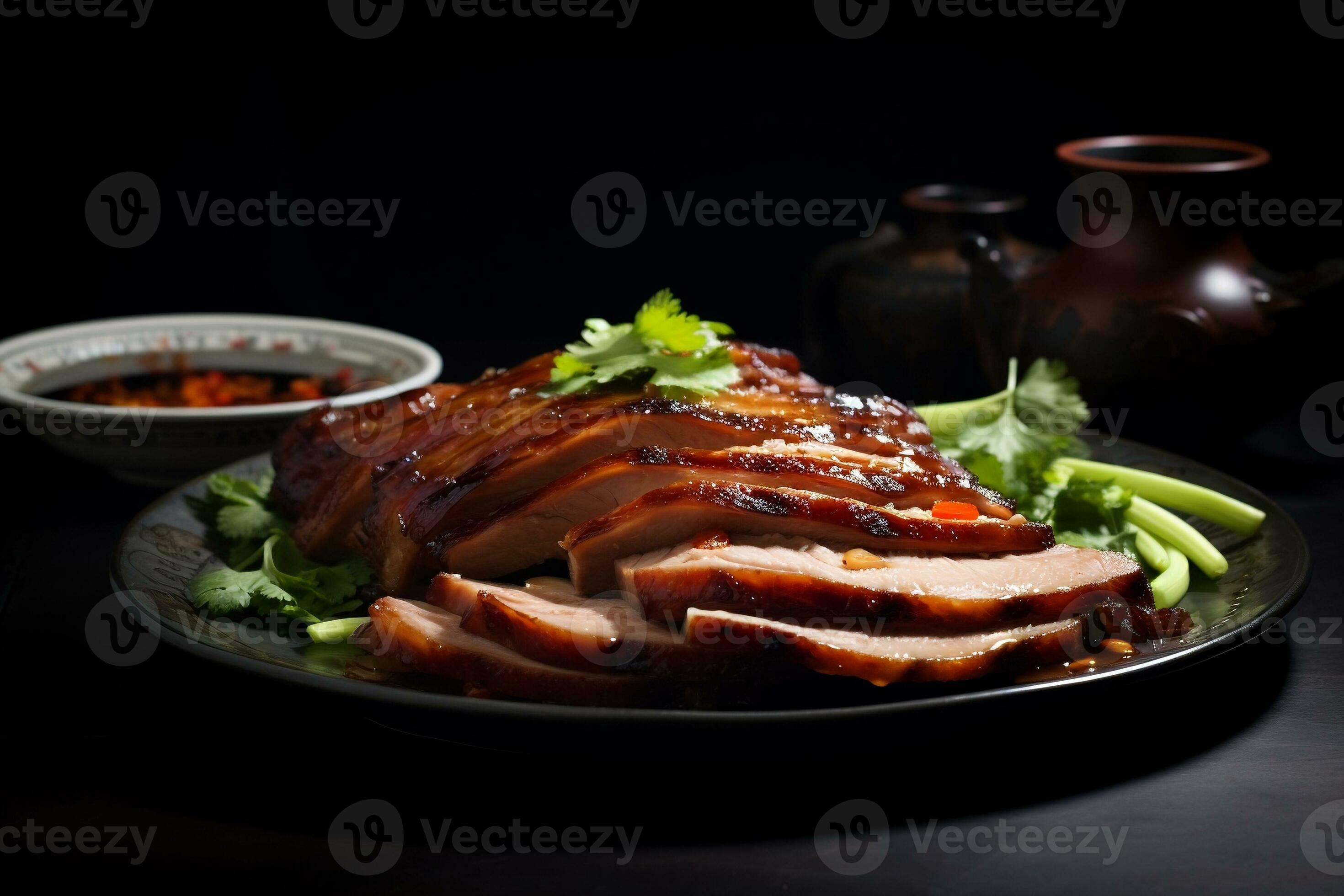 Sliced Roasted Peking Duck on a Plate, Generative Ai 29504674 Stock