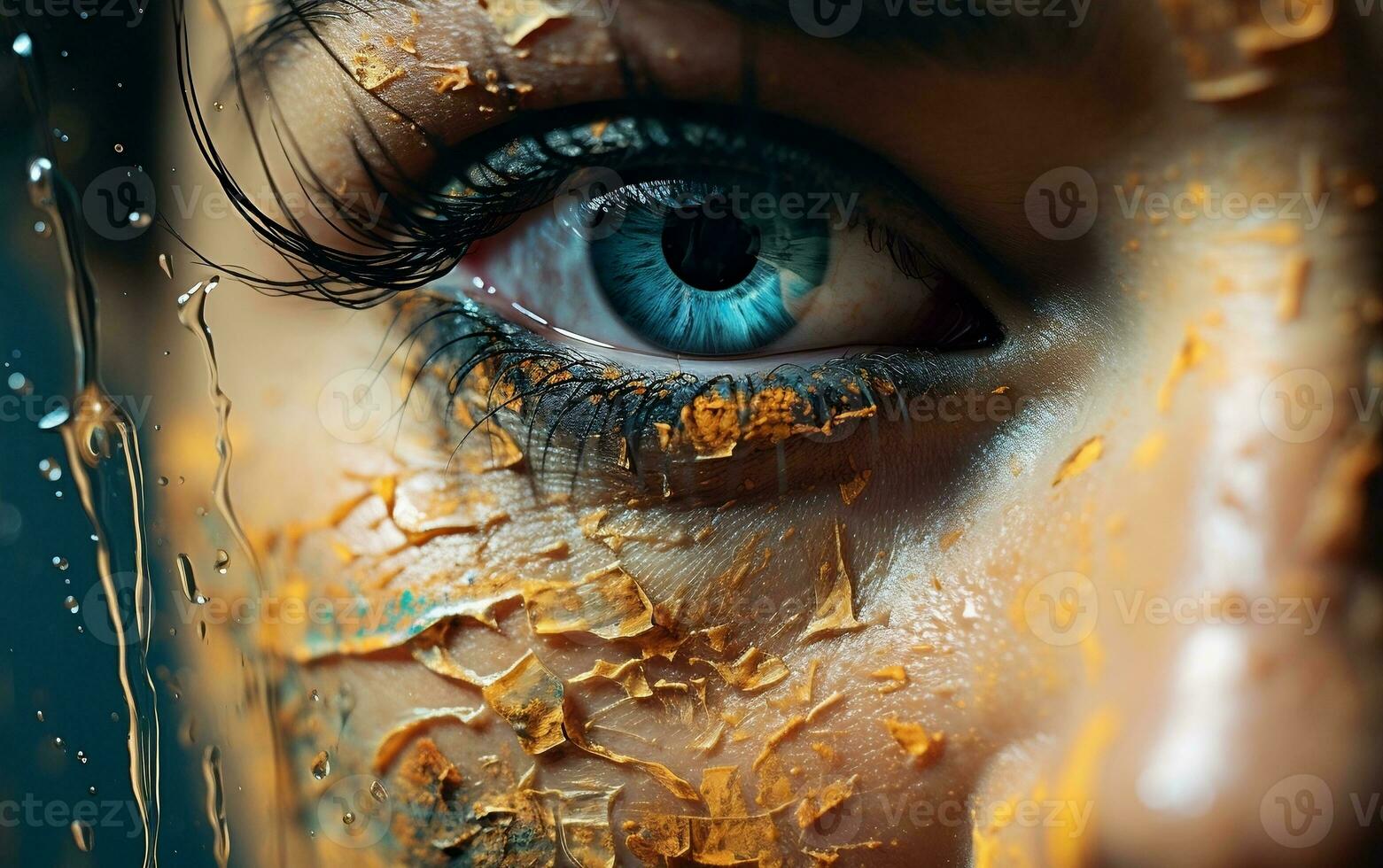 Intimate View of Tired Eyes Mirroring Life's Journey, Generative Ai