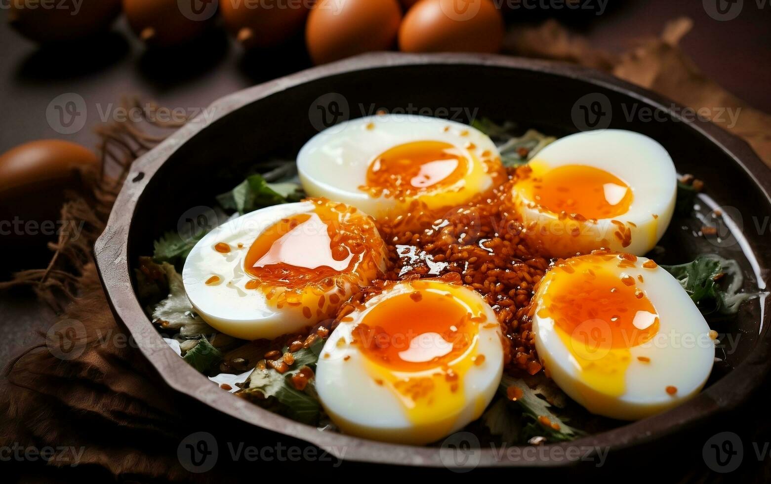 Oily Salted Eggs Chinese Food Close-up. Generative By Ai 29505470 Stock
