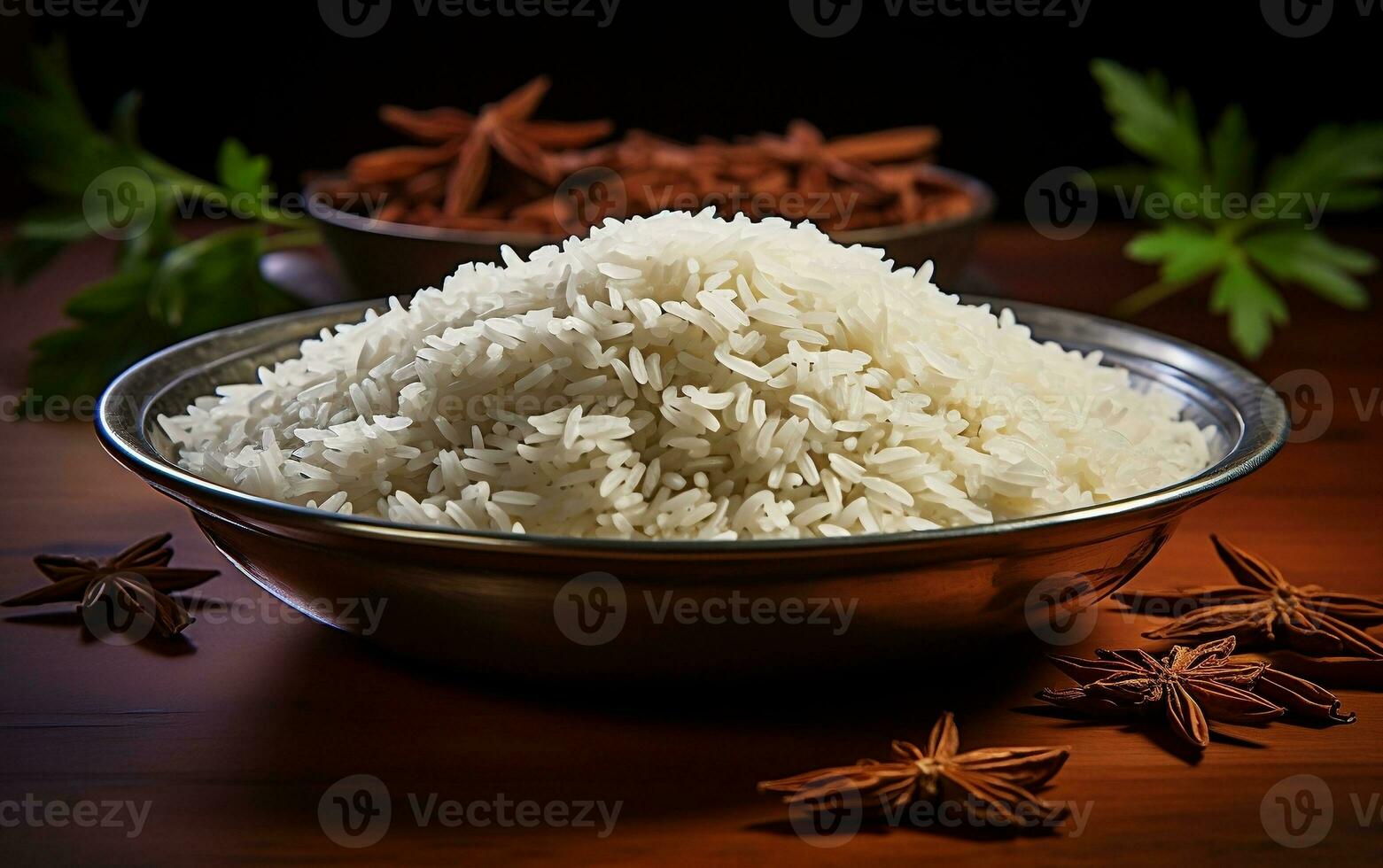 Rice Diversity Basmati, Jasmine, and Brown Rice. Generated By Ai photo