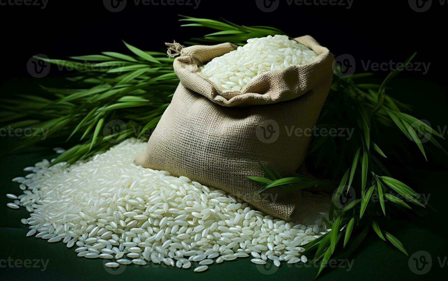 Uncooked Rice in a Bag. Generative By Ai photo