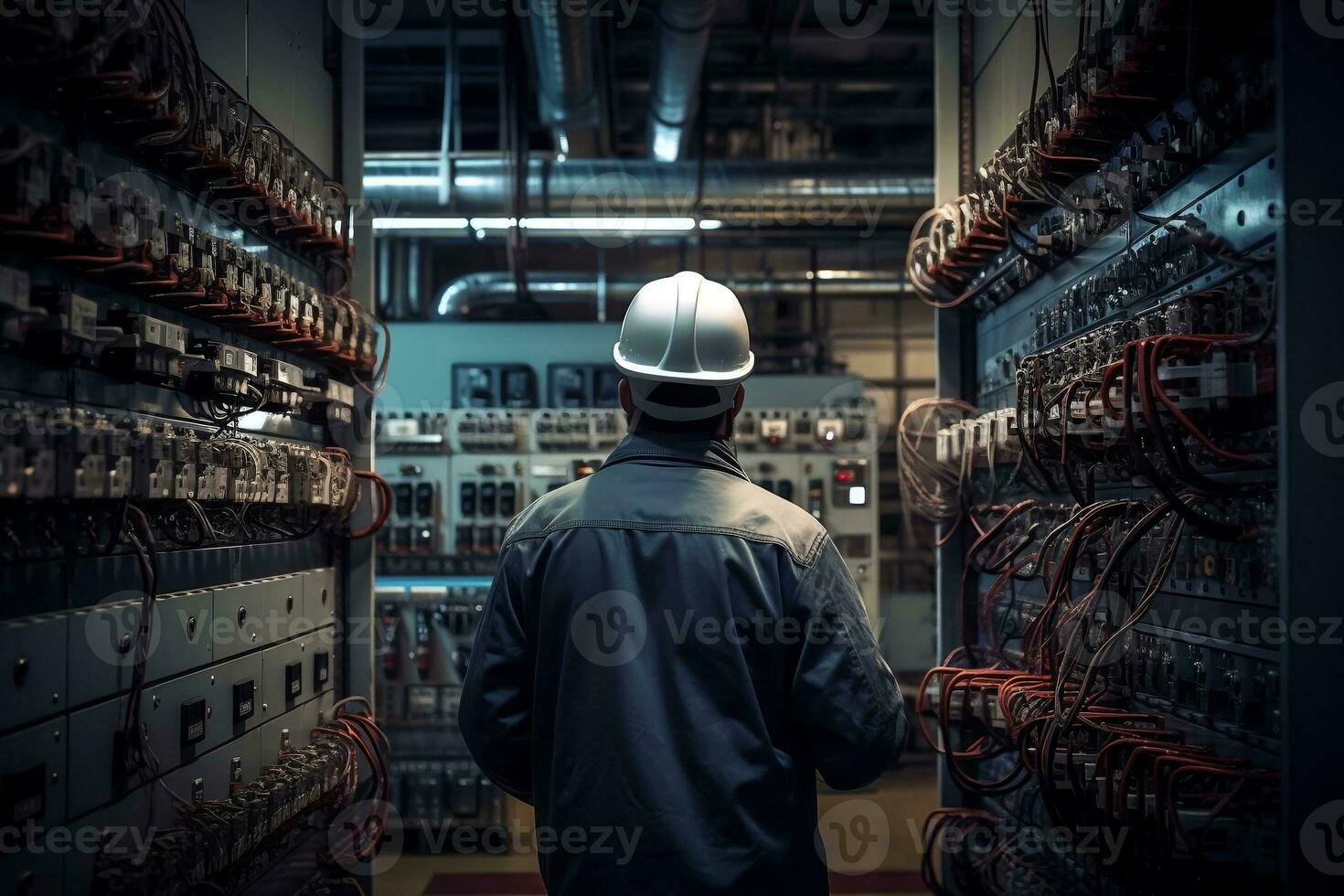 Engineering Excellence Capturing an Electrical Engineer's Work in the Power Station. Generative By Ai photo
