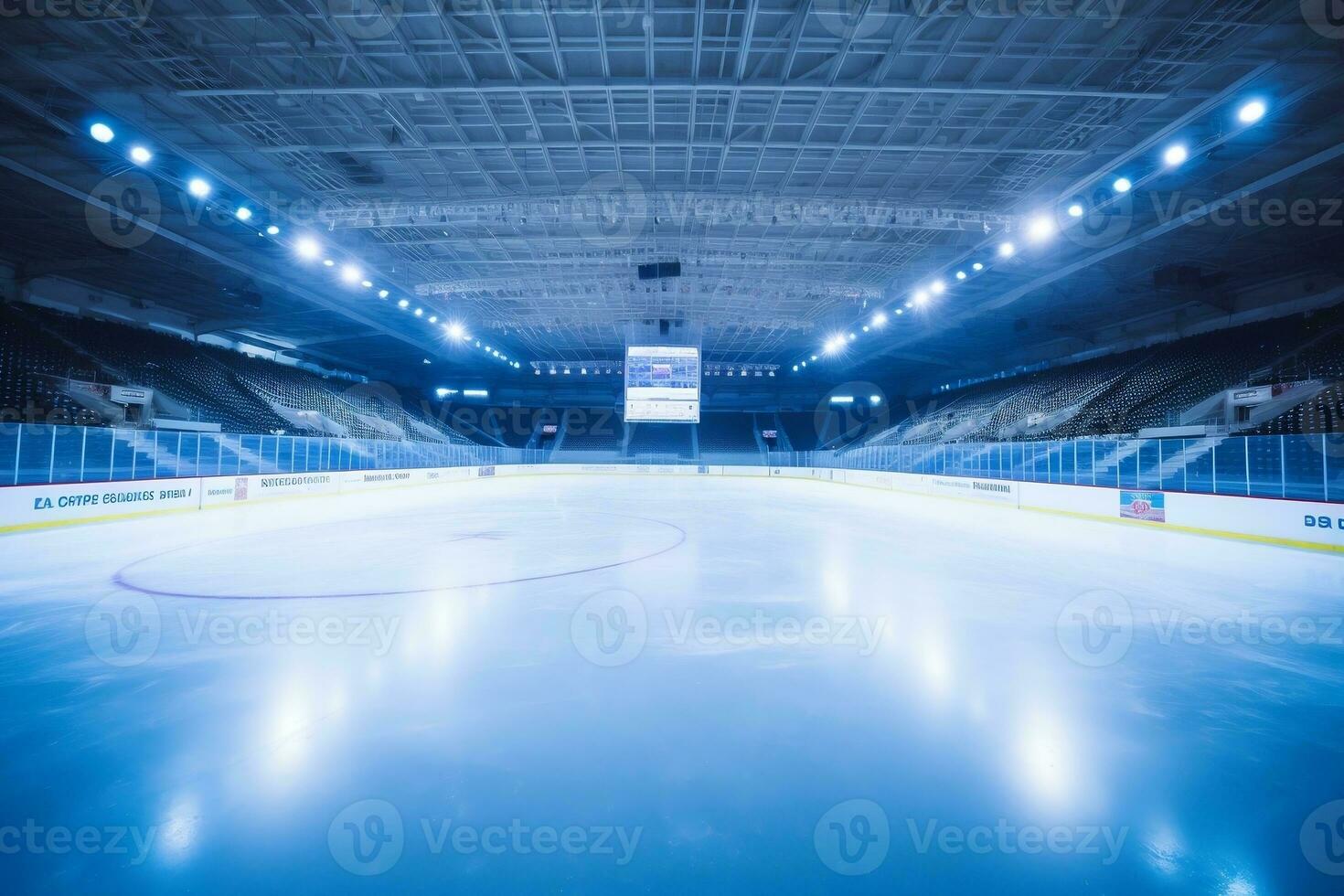 Capturing an Empty Ice Rink Arena. Generative By Ai photo