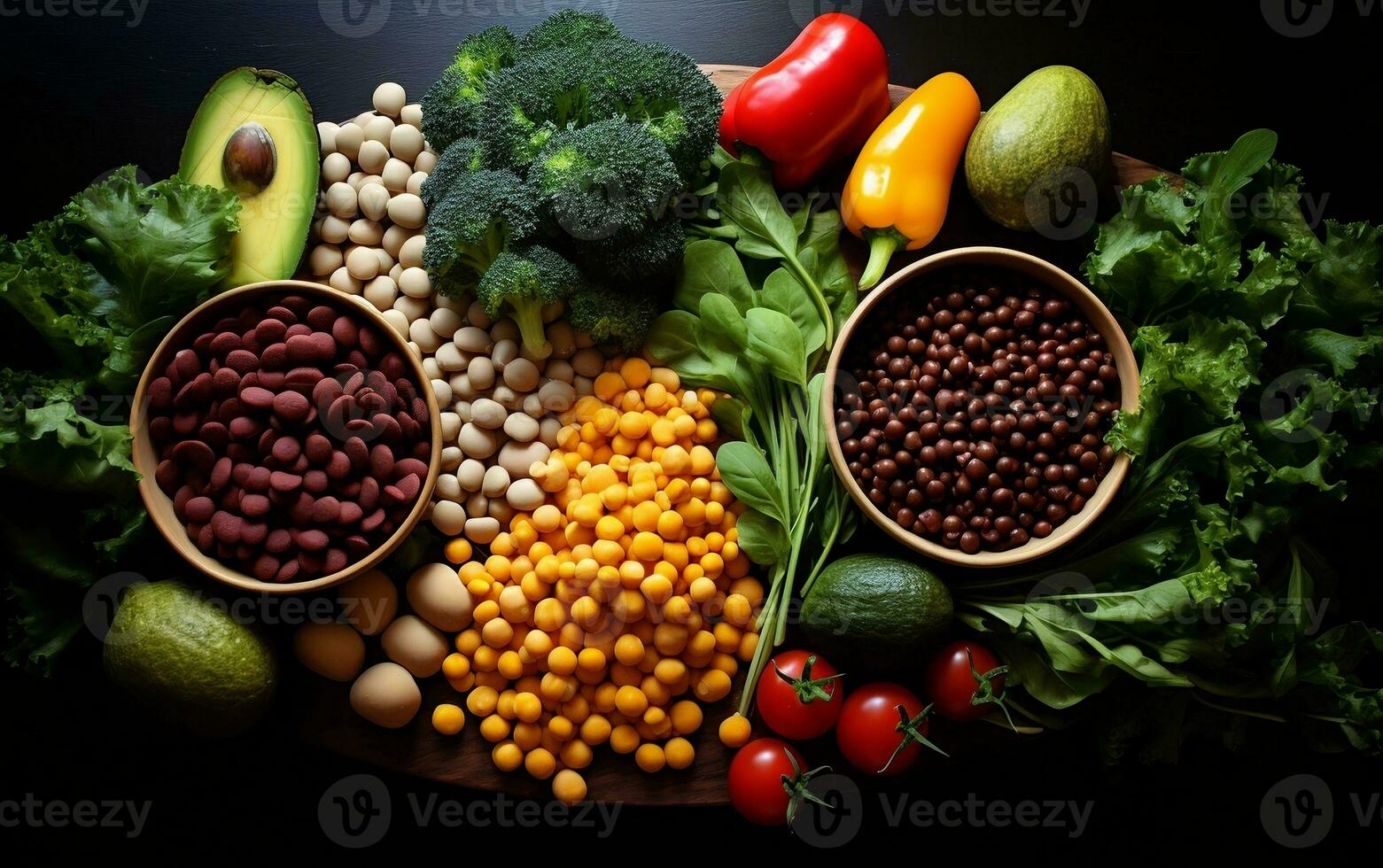 Balanced Diet with Fresh Veggies - Wholesome Nutrition. Generative By Ai photo