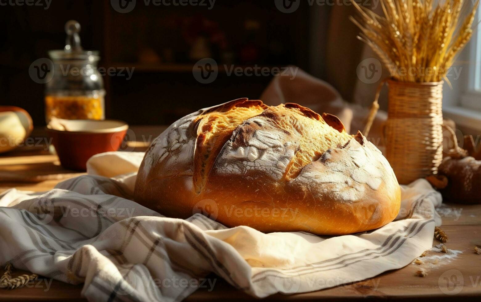 Homemade Delight Freshly Baked Traditional Bread. Generative By Ai photo