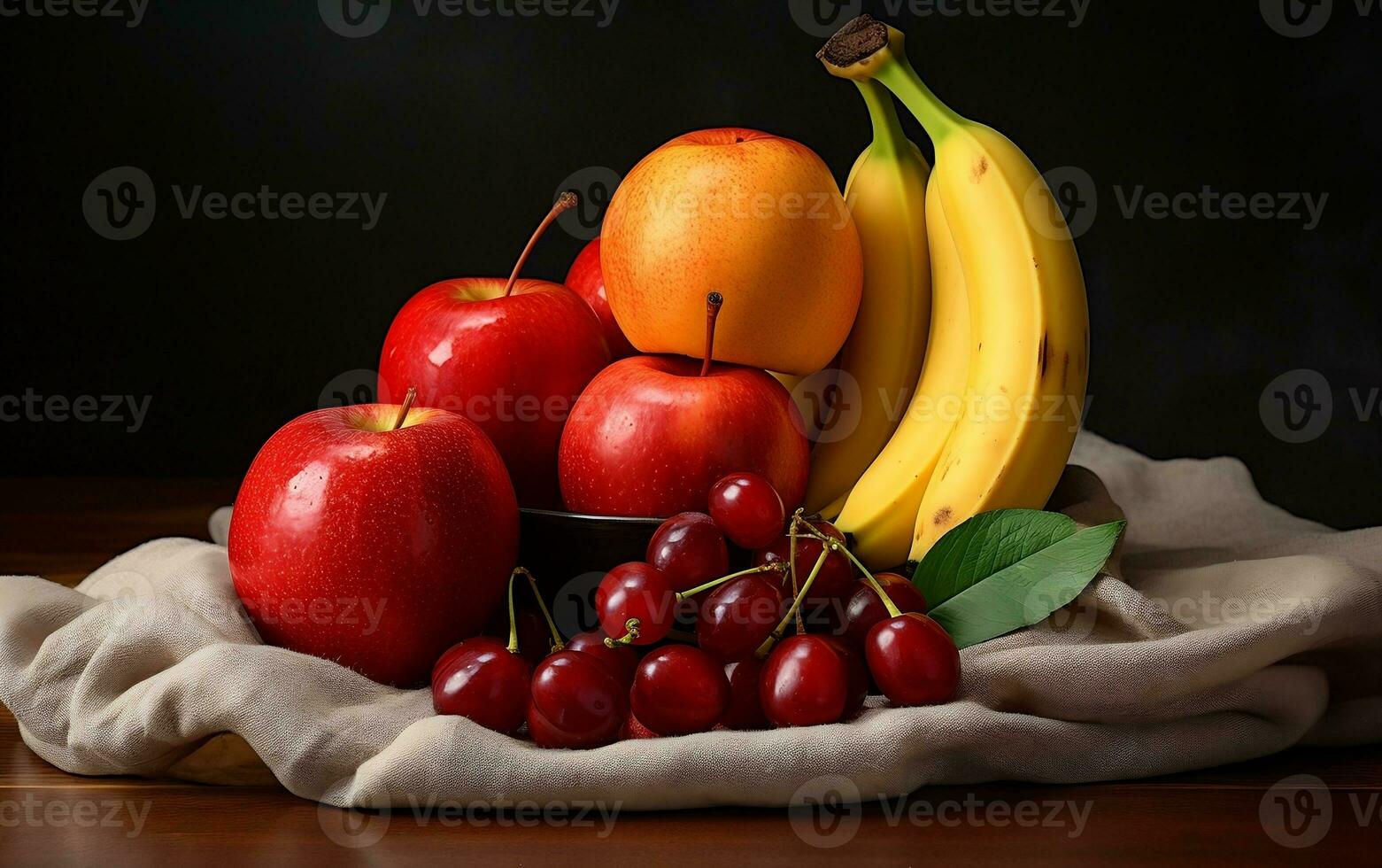 Three Delicious Fruits in One List. Generative by Ai. photo