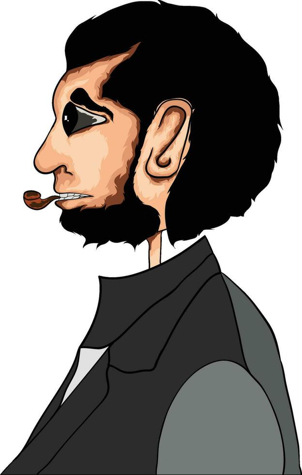 a cartoon man with a pipe and a beard vector