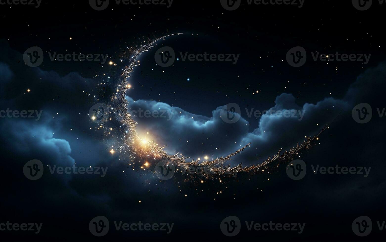 Celestial Harmony - The Moon and Crescent Grace the Scene. Generative by Ai photo