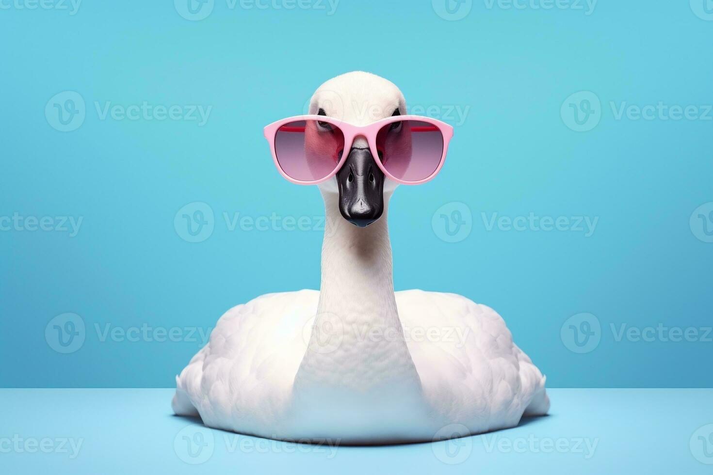 Swan Style White Bird with Sunglasses. Generative by Ai 29506132 Stock