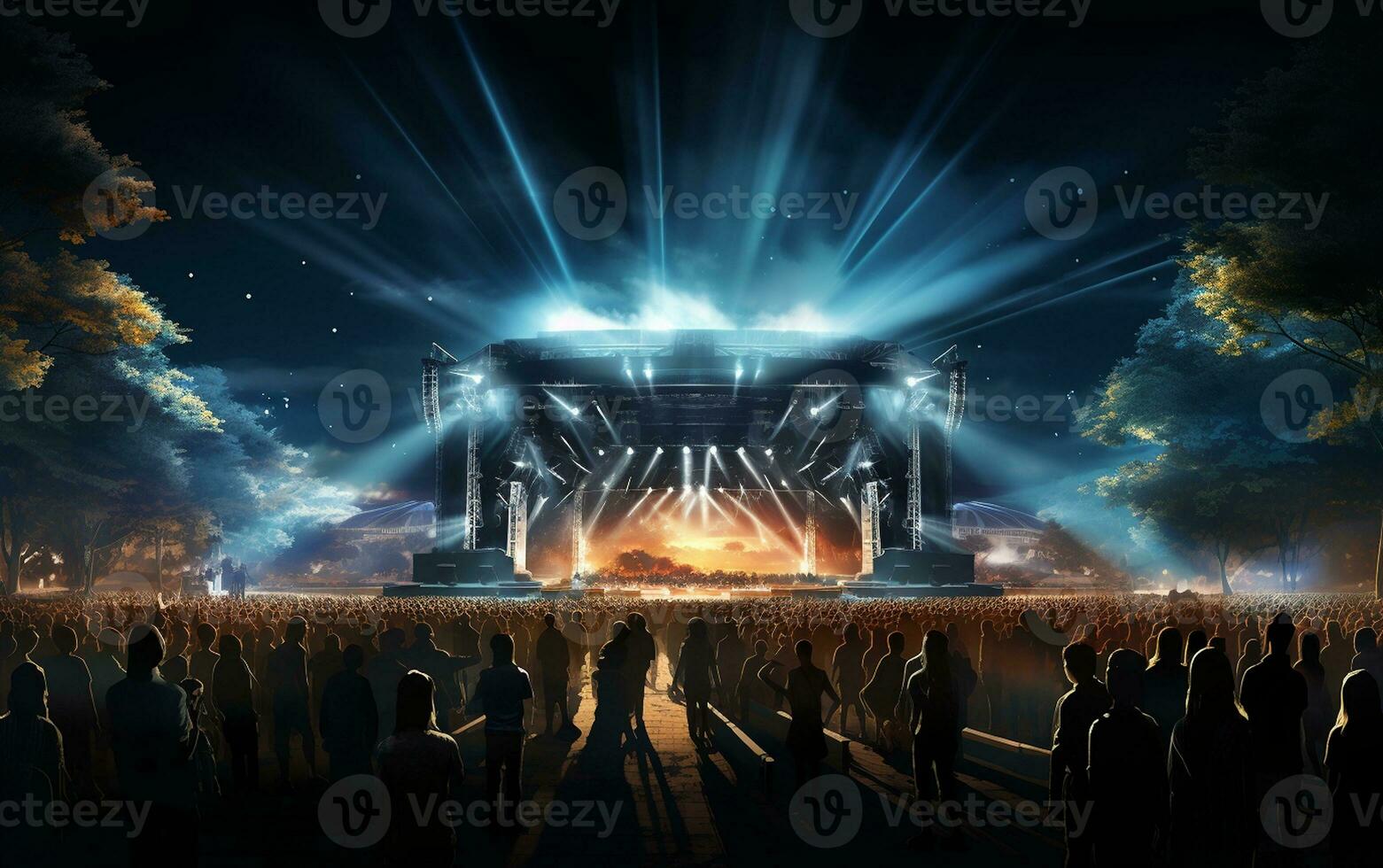Sound Waves Unleash Massive Rock Concert Vibes. Generative By Ai photo