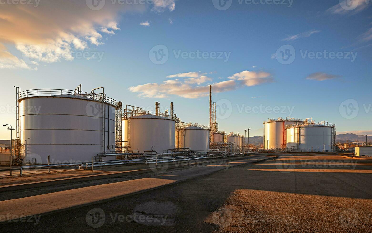 Oil Storage Tanks A Critical Infrastructure for Energy. Generative By Ai photo