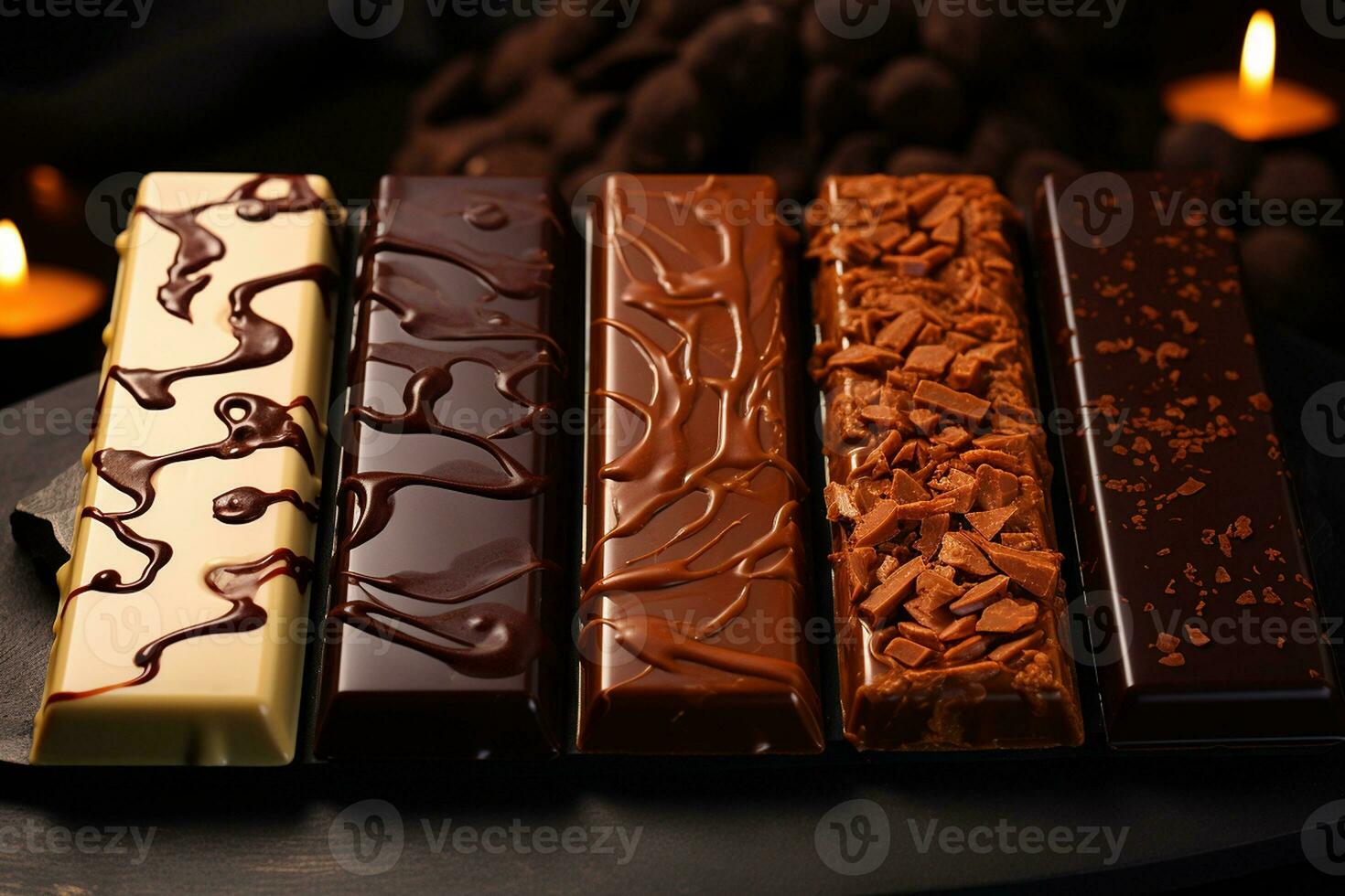 Indulge in Decadent Chocolate Bars with Liquid Fillings. Generative By Ai photo