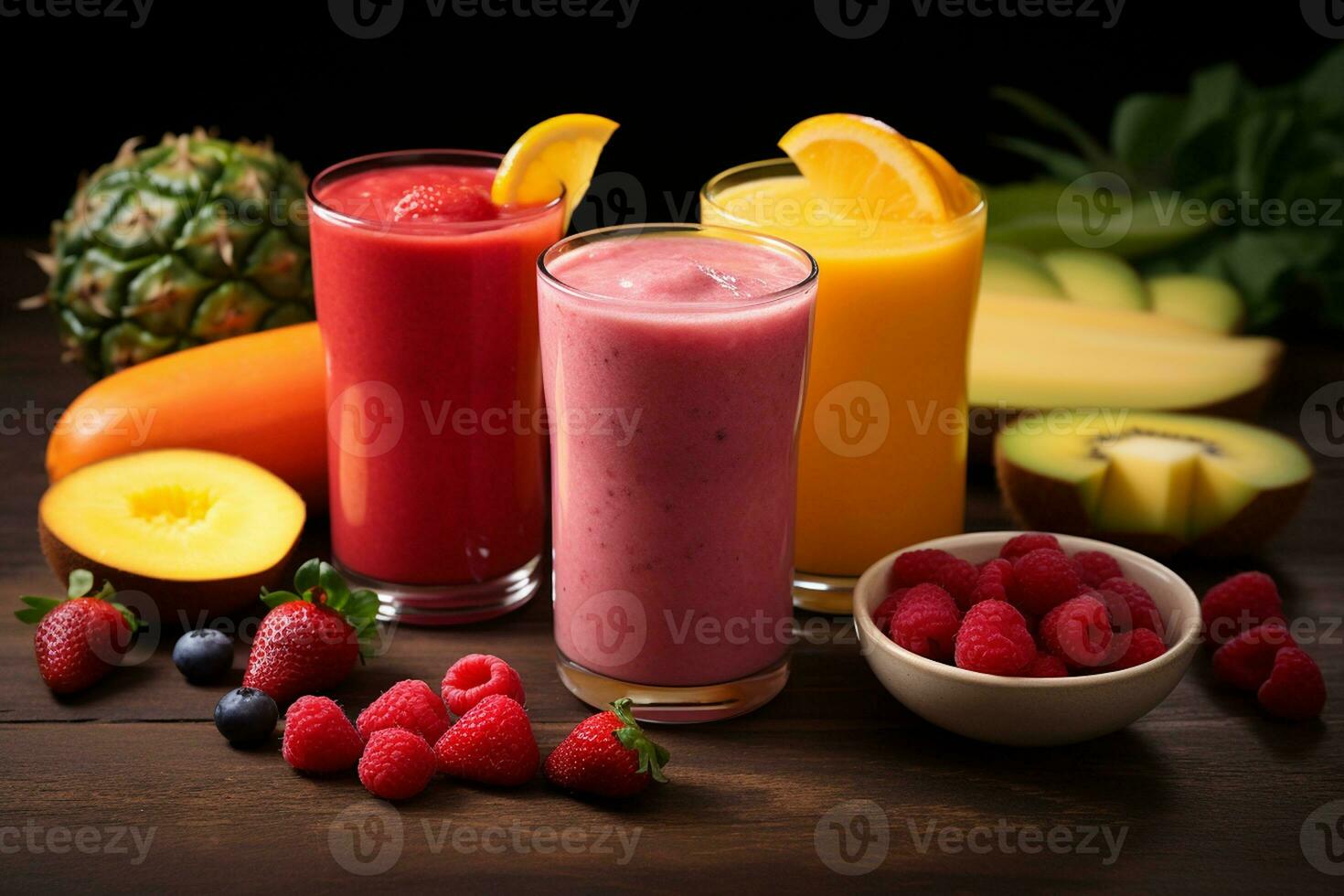 el deleite de natural Fruta jugo. generativo por ai foto