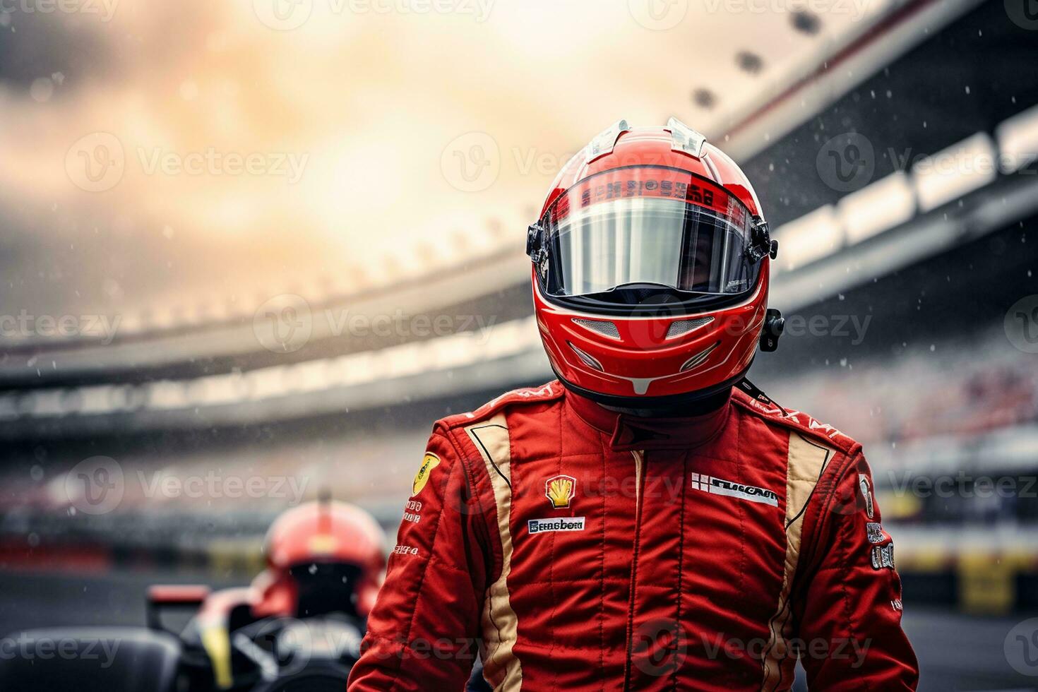 Driver Gearing Up for Formula One Race. Generative By Ai photo