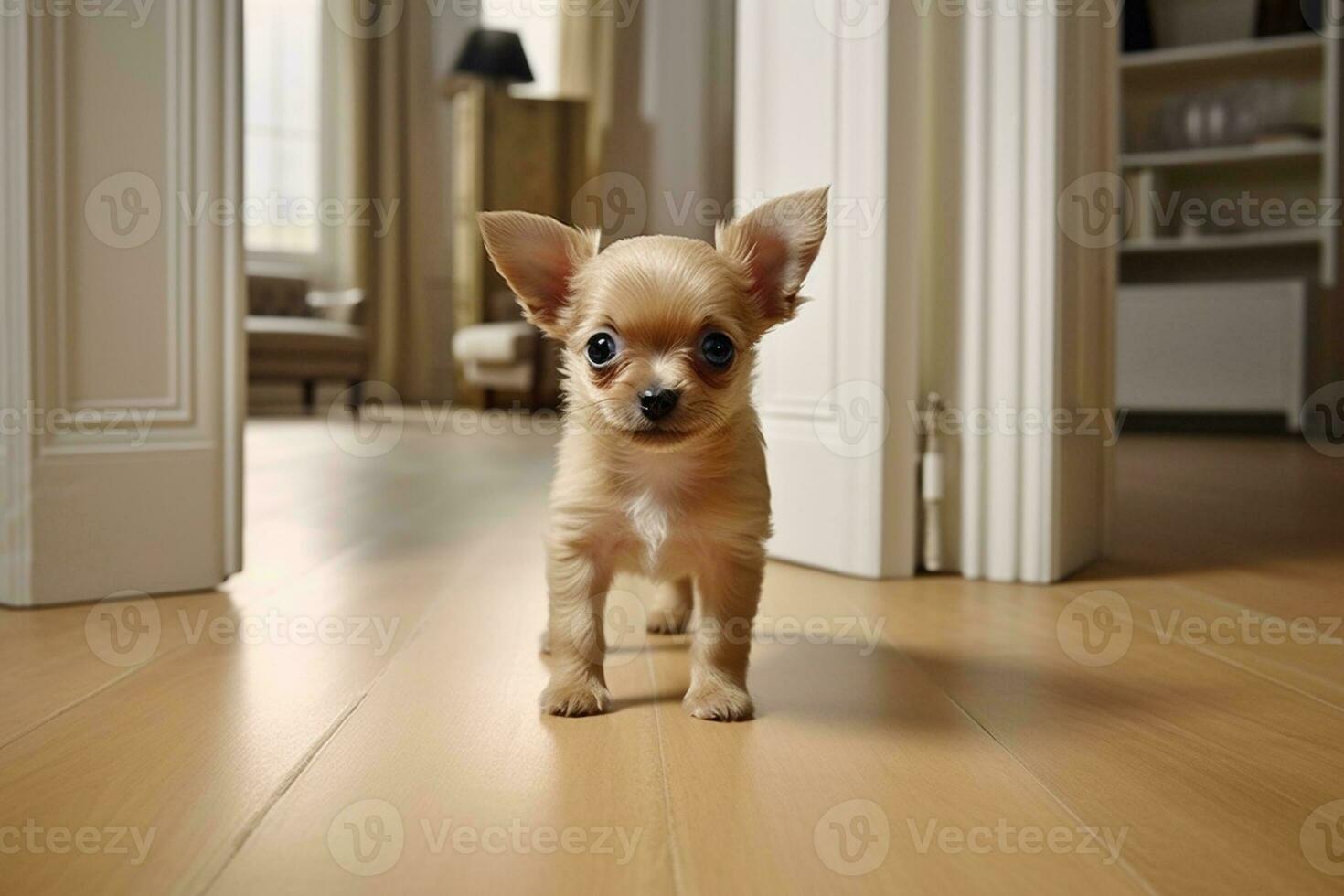 Adorable Puppy on the Floor. Generative By Ai photo