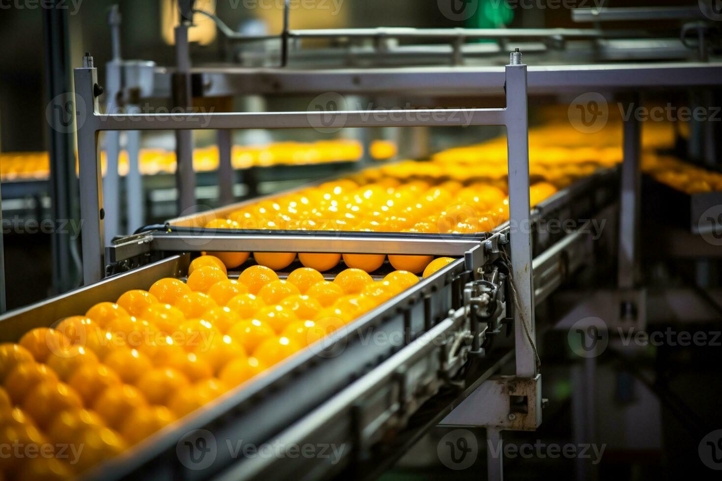 Juice Production with Conveyor System. Generative By Ai photo