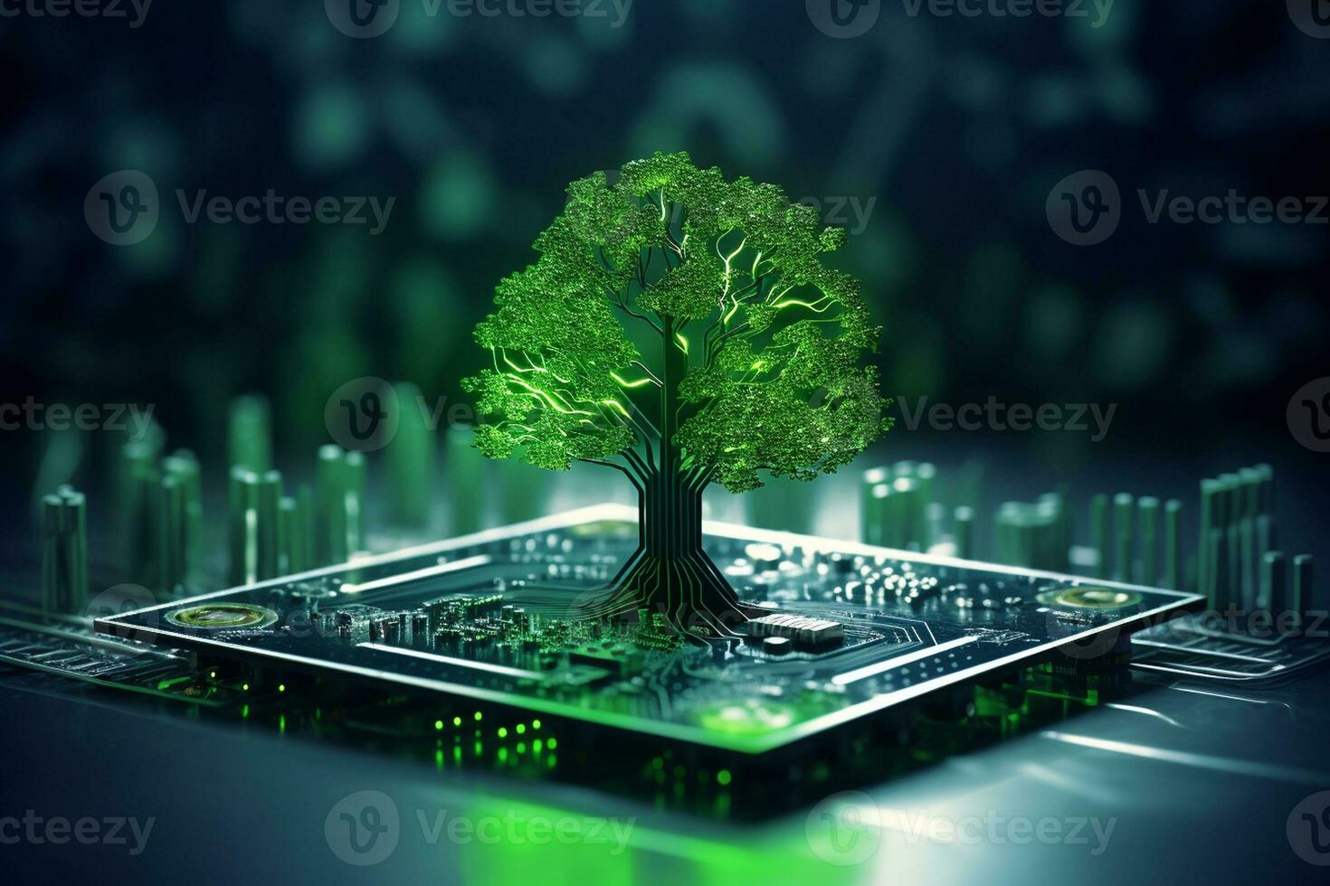 Nature and Technology in Harmony. Generative By Ai photo