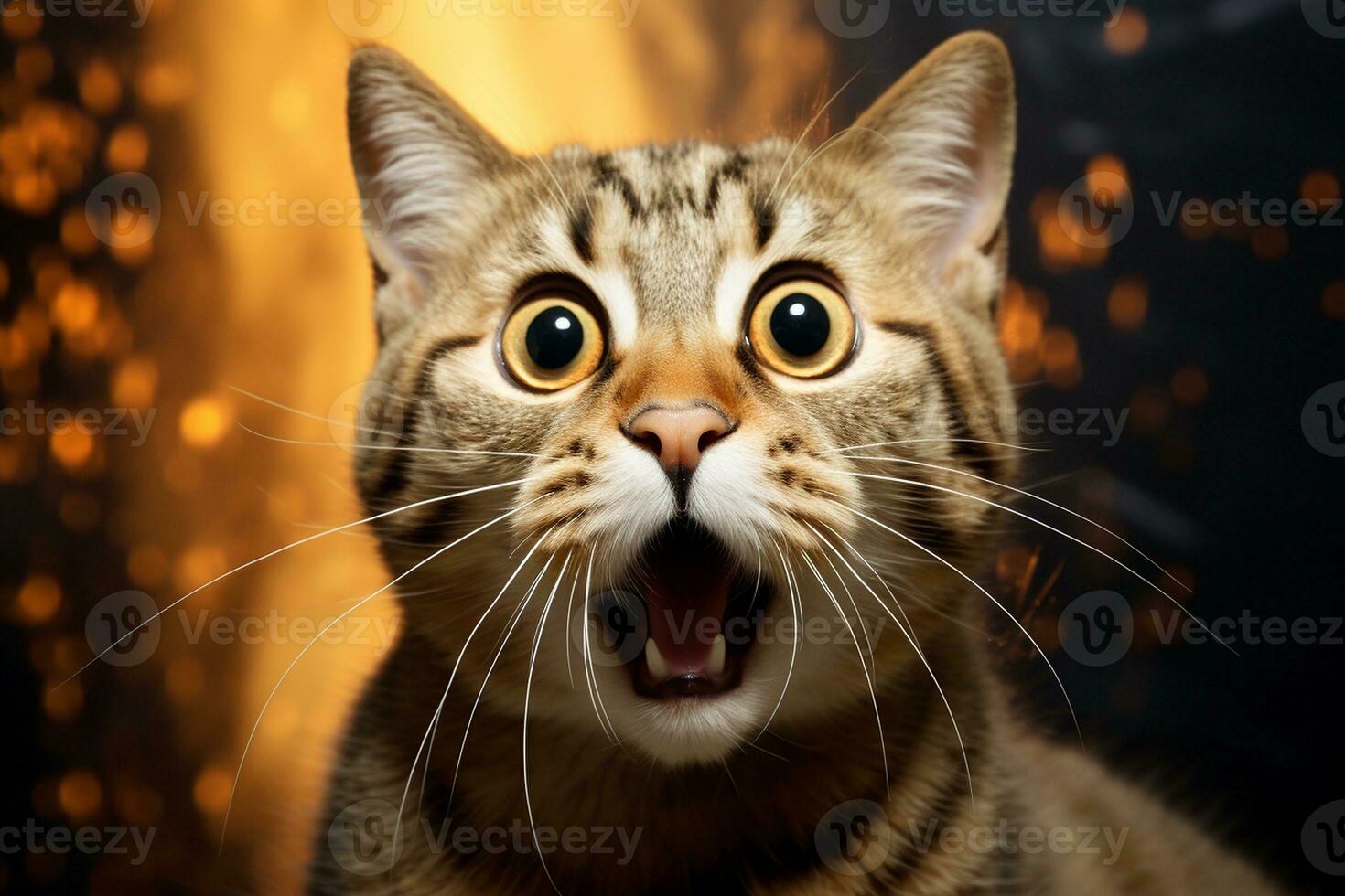 A Surprised and Funny Cat with an Open Mouth. Generative By Ai photo