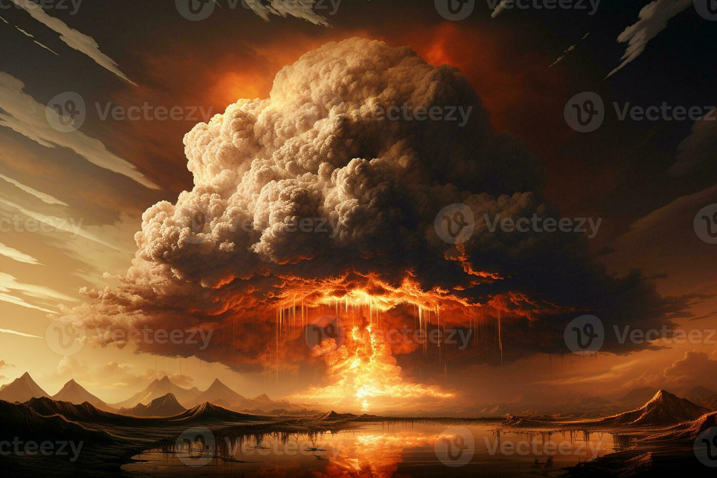 The Astonishing Mushroom Cloud in Perspective. Generated By Ai photo