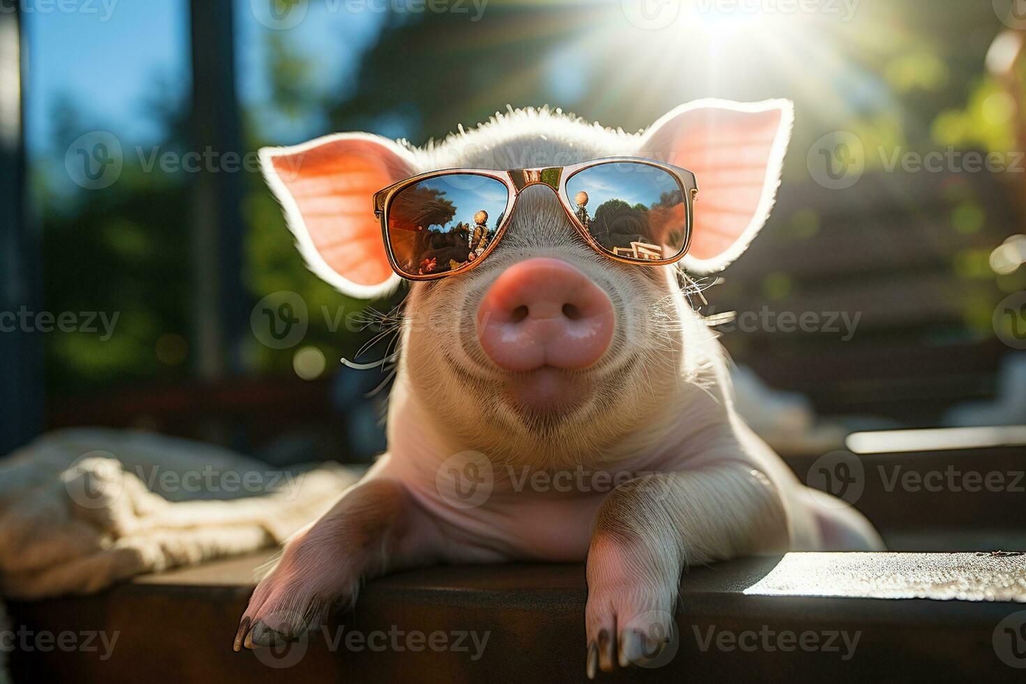 The Trendsetting Sunglasses Pig. Generative By Ai photo