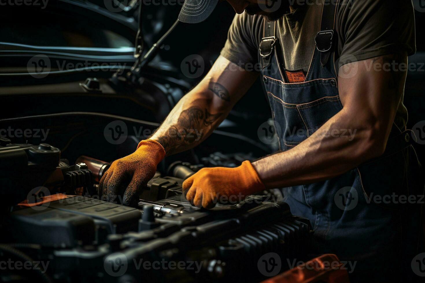 Craftsmanship in Action Car Service. Generative By Ai photo