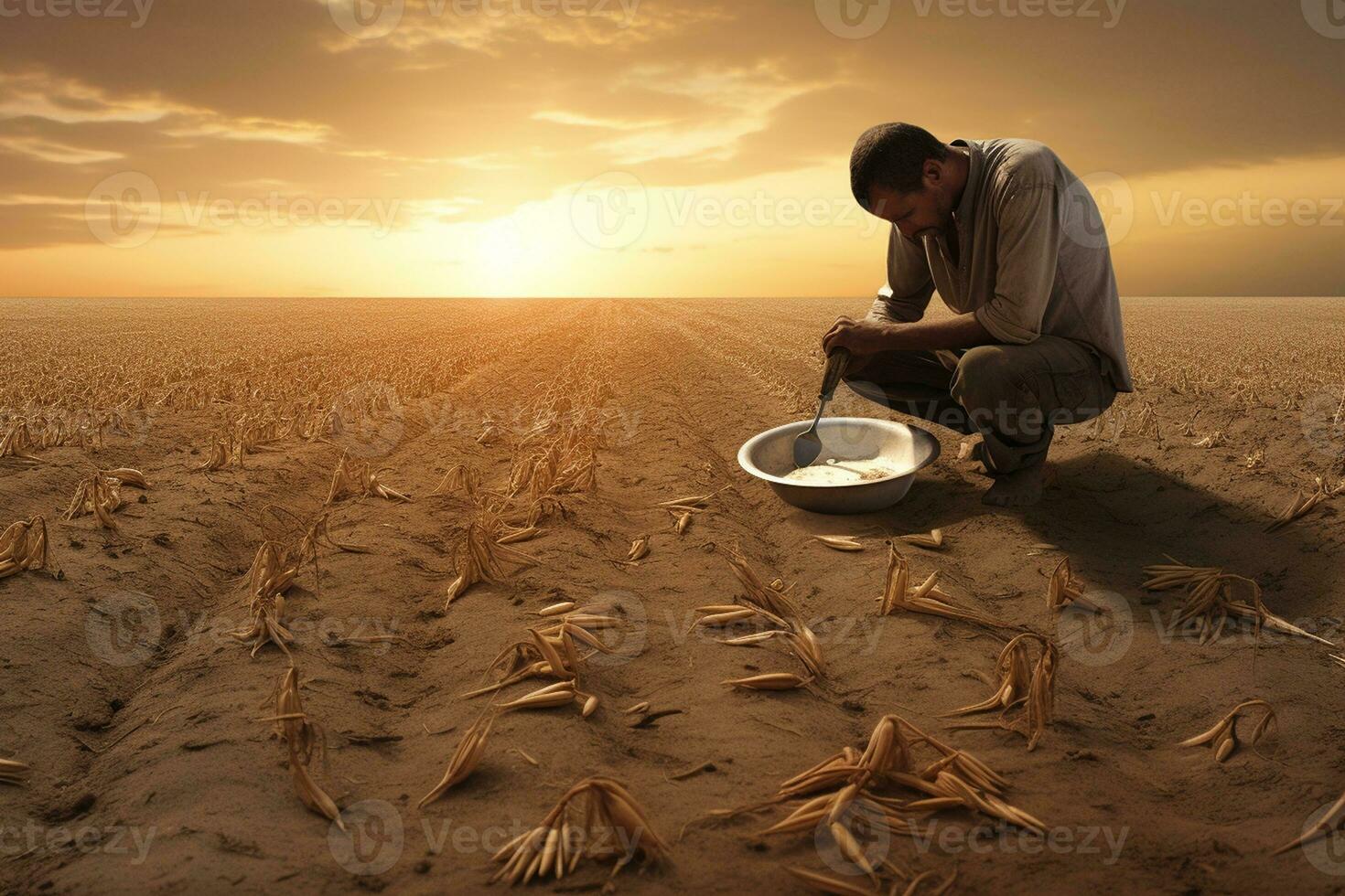 Hunger Strategies for Food Security Worldwide. Generative By Ai photo