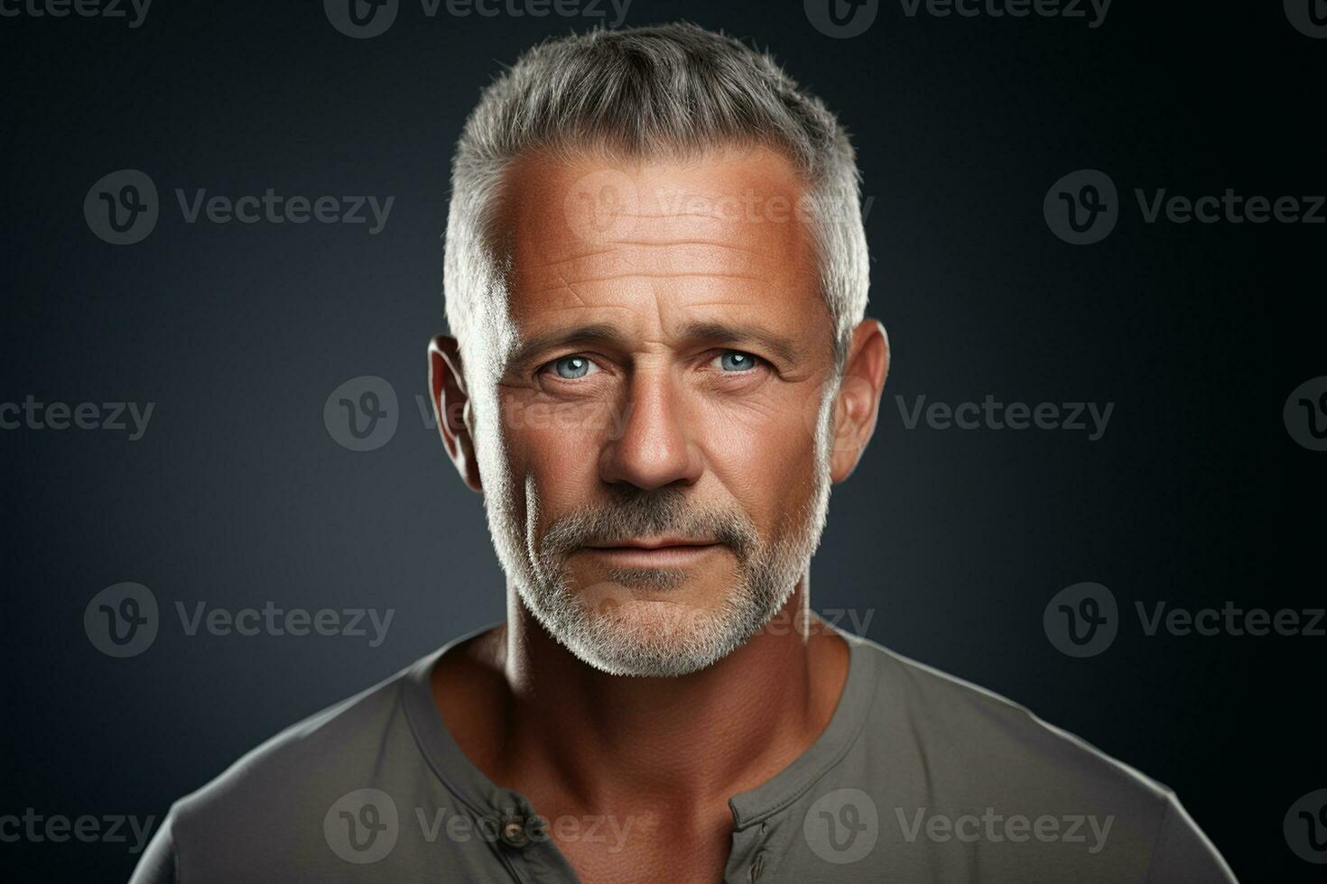 A Headshot Portrait of a Satisfied Mature Man. Generative By Ai photo