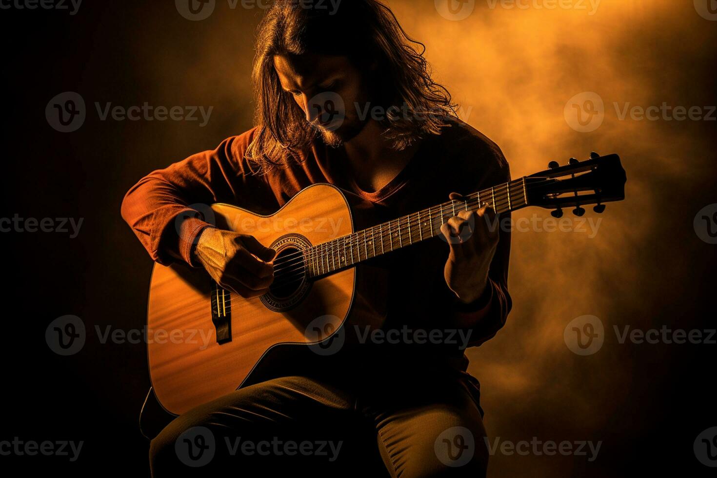 Capturing the Essence of Guitar Playing. Generative By Ai photo