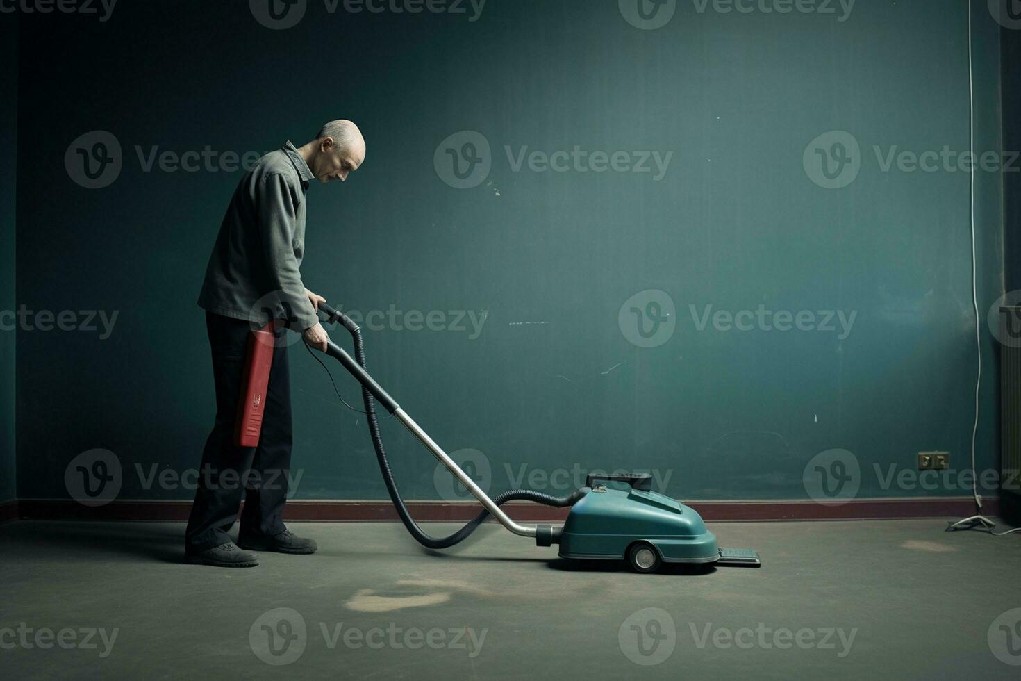 The Janitorial Professional and the Vacuum Cleaner. Generative By Ai photo