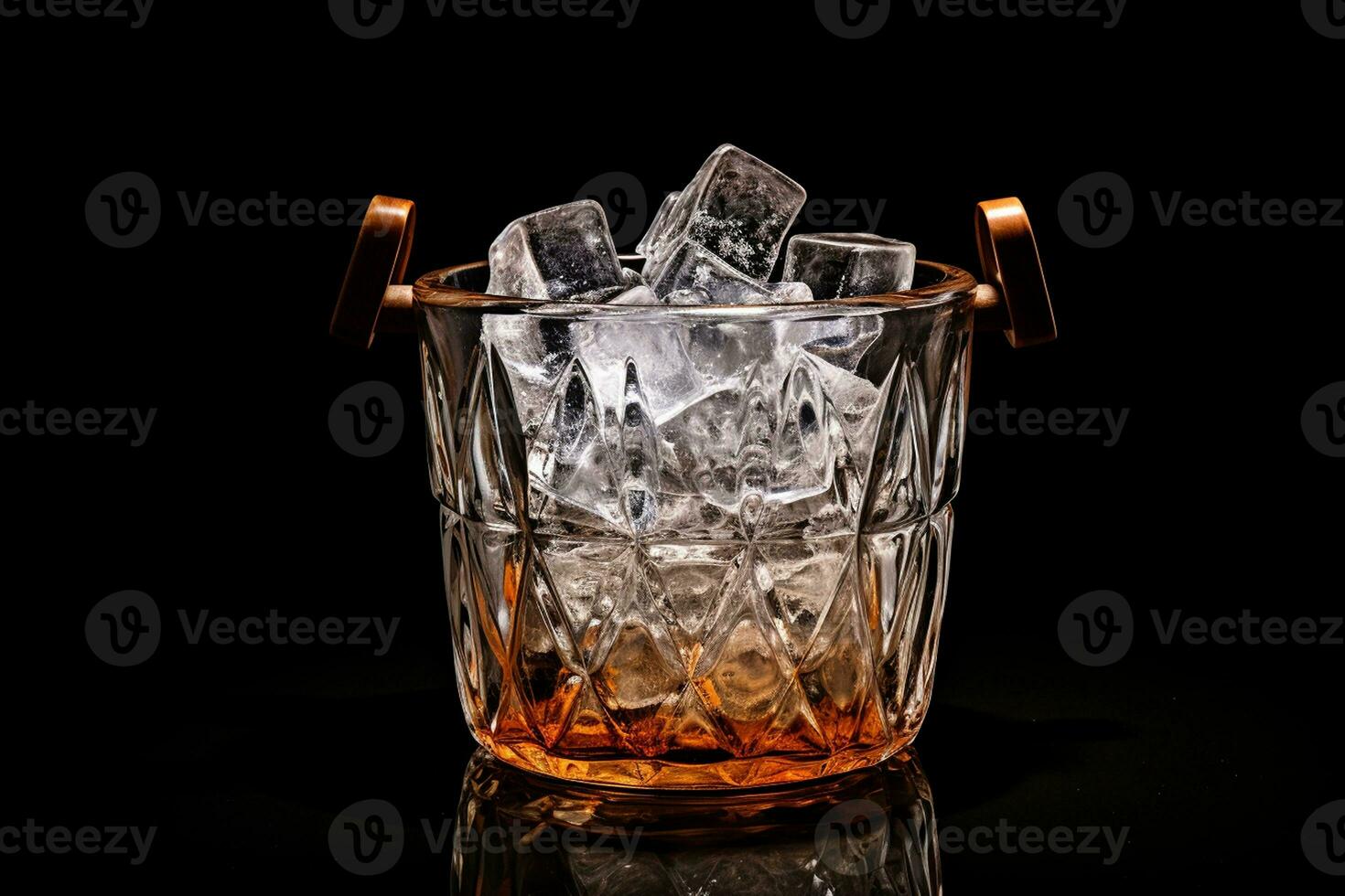 The Transparent Glass Ice Bucket. Generative By Ai photo