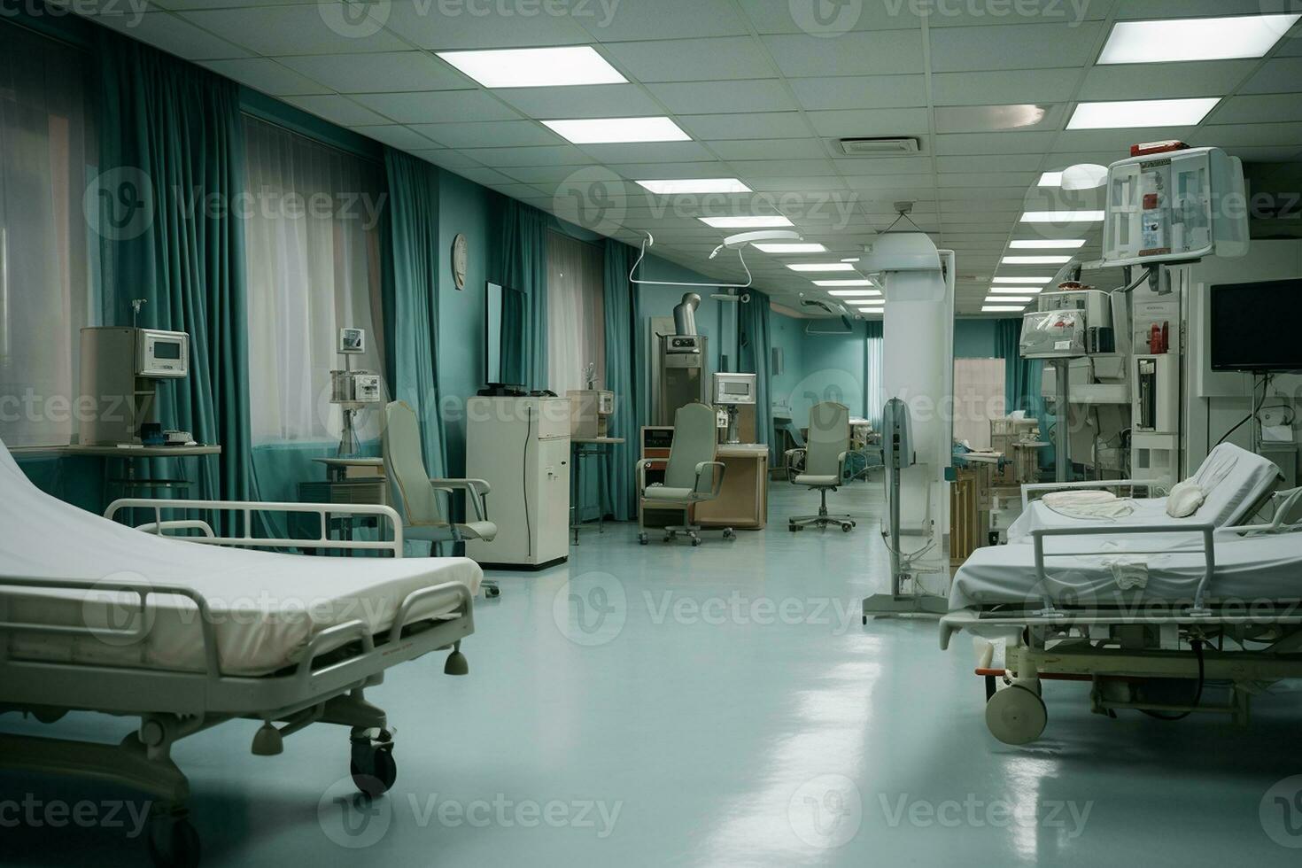 Hospital Interior for Care and Treatment. Generative By Ai photo