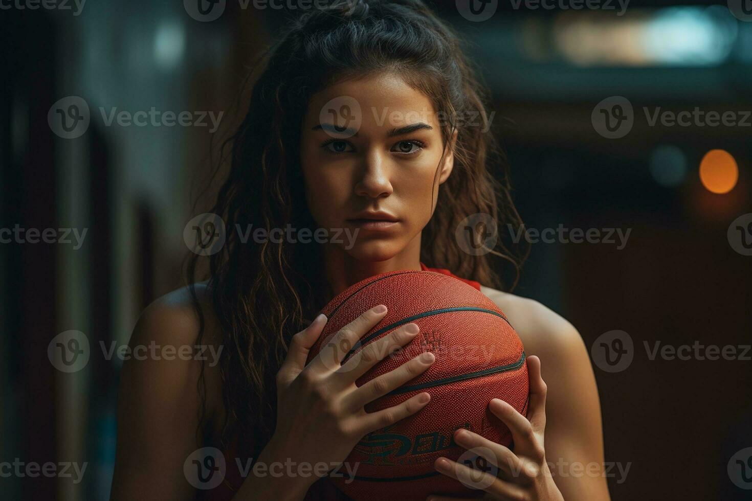 Fit Athlete Dominating the Basketball Court. Generative By Ai photo