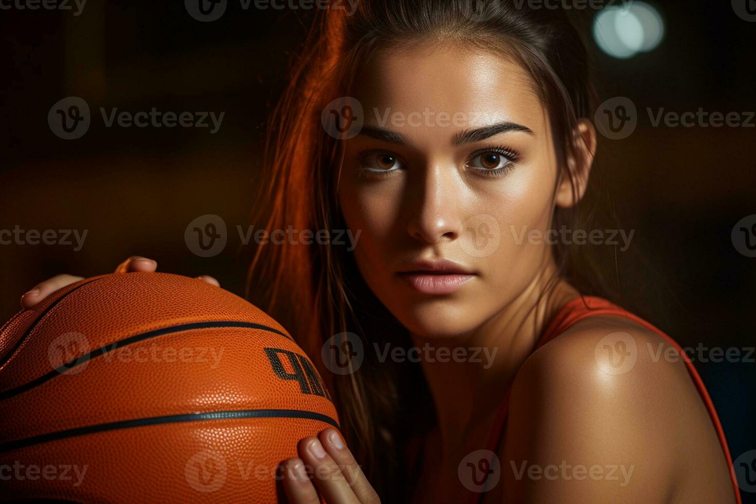 Fit Athlete Dominating the Basketball Court. Generative By Ai photo