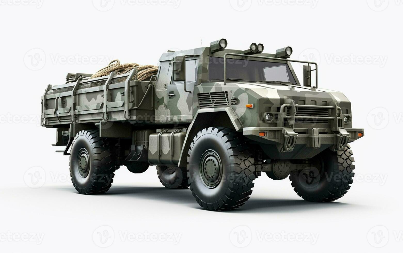 Military Truck on a White Background. Generative By Ai photo