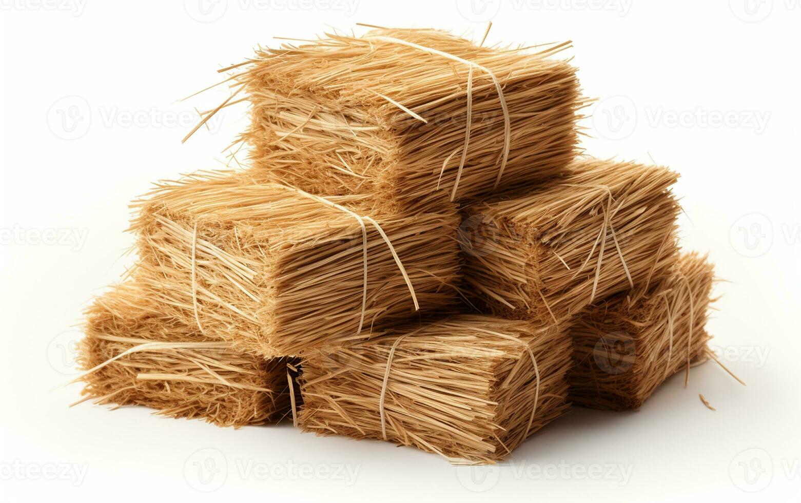 stack of hay on white background. Generative By Ai photo