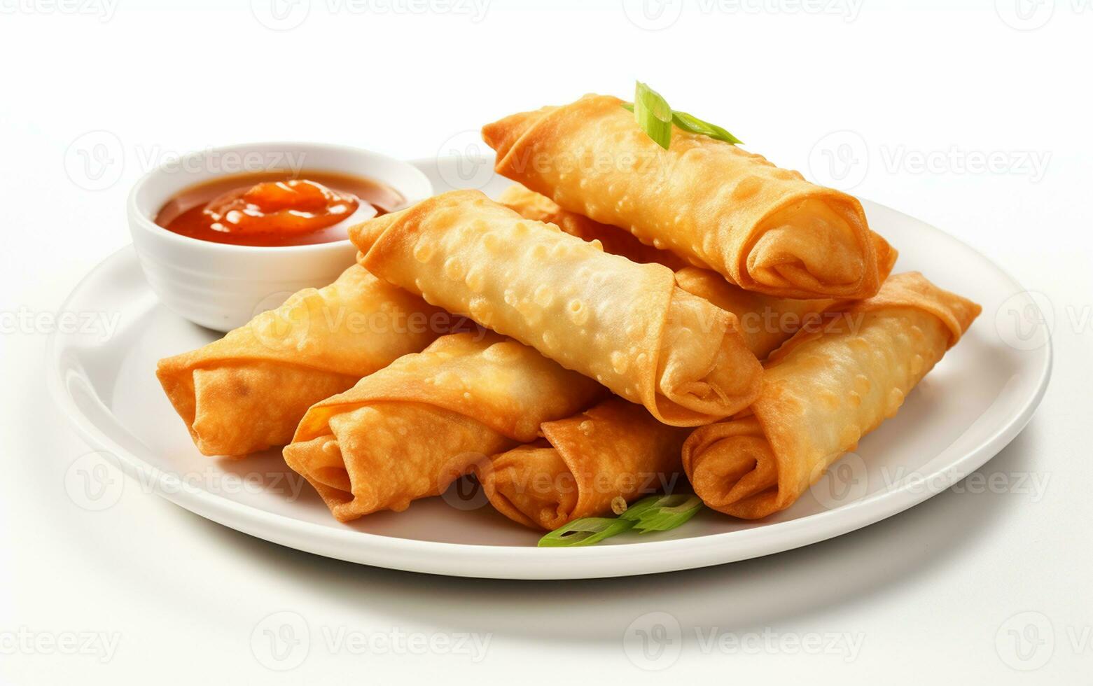 Egg Roll on a White Background. Generative By Ai photo