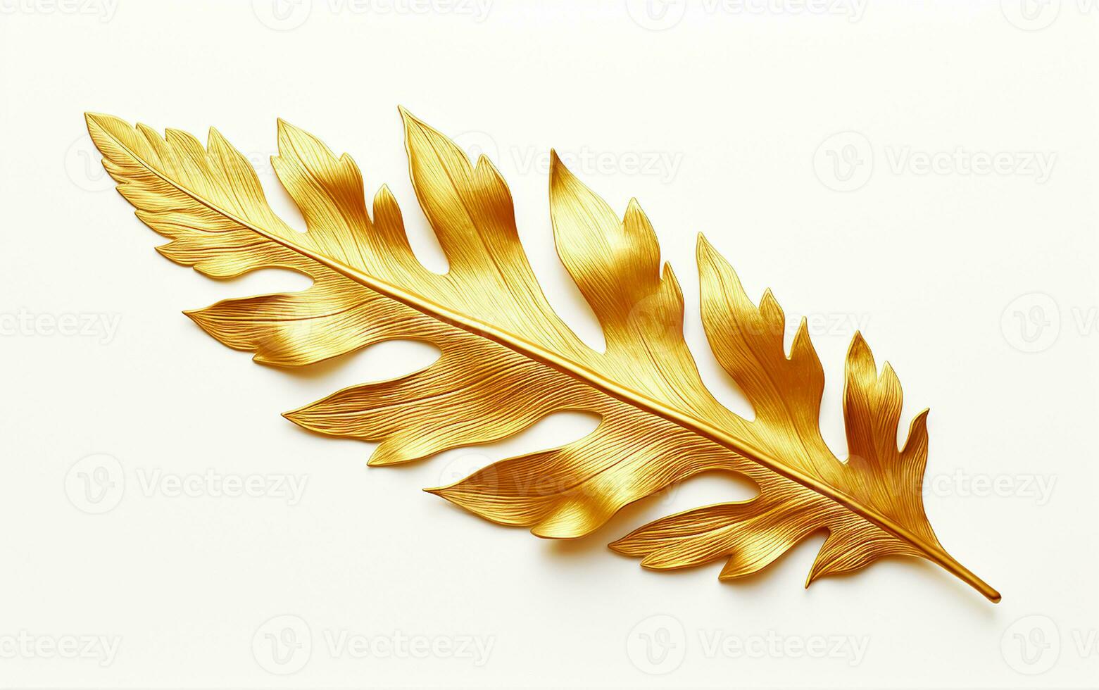 Gold Leaf on a White Background. Generative By Ai photo