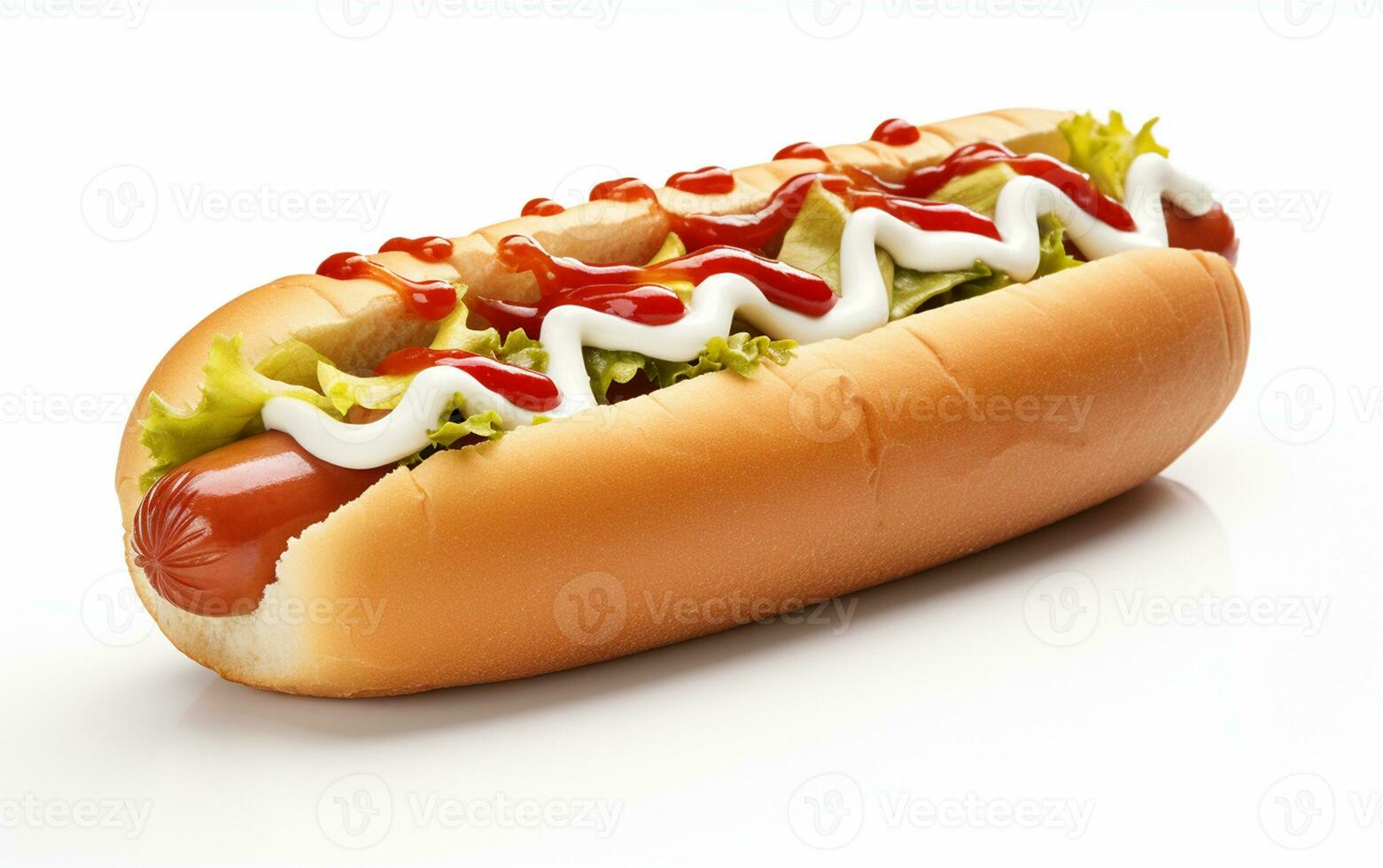 Hot Dog on a White Background. Generative By Ai photo