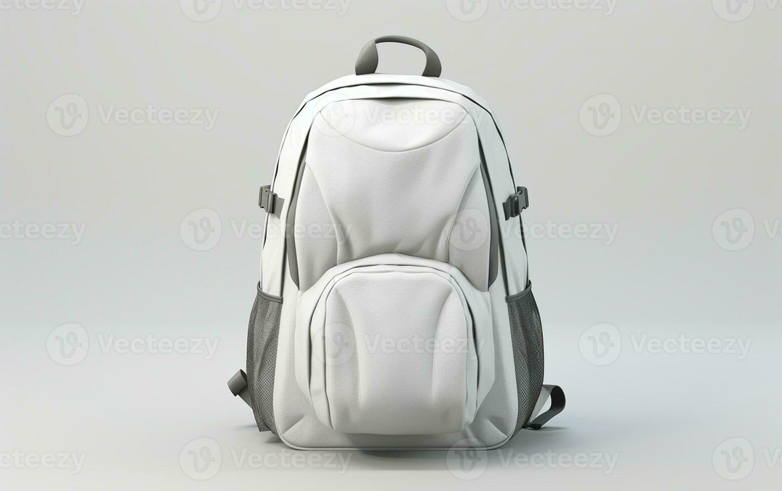 White Backpack on a White Background. Generative By Ai photo