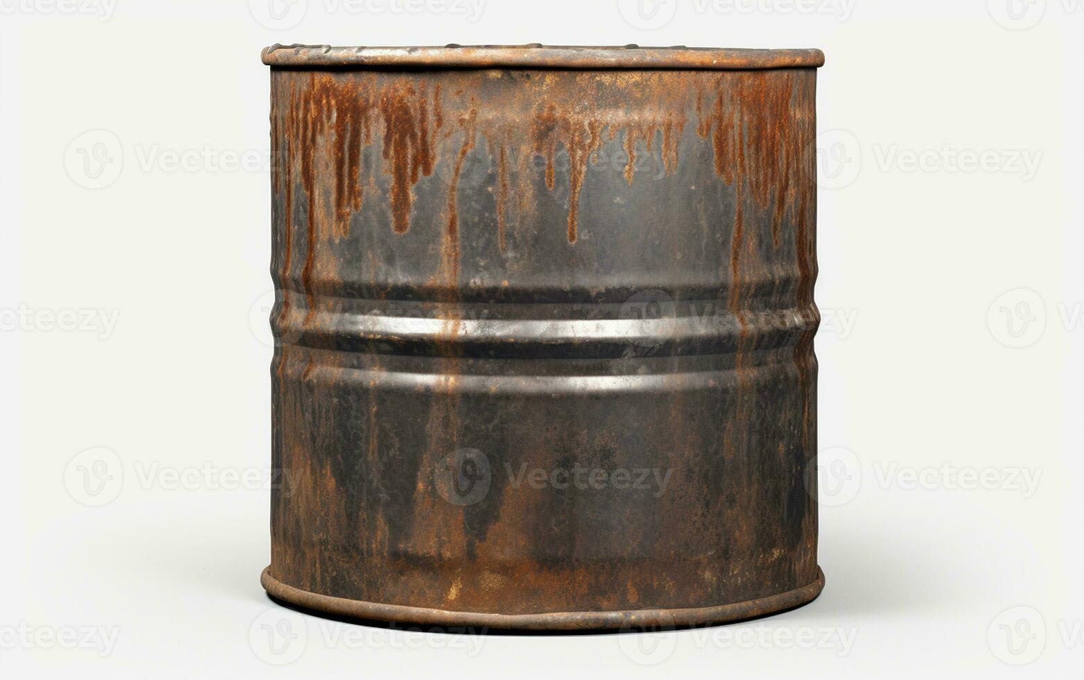 Old Rusty Oil Barrel on a White Background. Generative By Ai photo